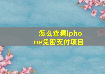 怎么查看iphone免密支付项目