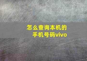 怎么查询本机的手机号码vivo