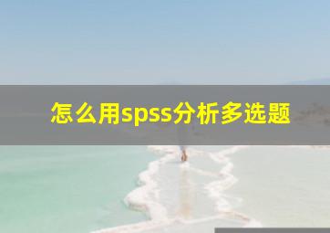 怎么用spss分析多选题