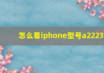 怎么看iphone型号a2223