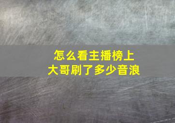 怎么看主播榜上大哥刷了多少音浪