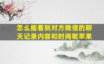 怎么能看到对方微信的聊天记录内容和时间呢苹果