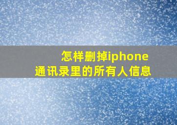 怎样删掉iphone通讯录里的所有人信息