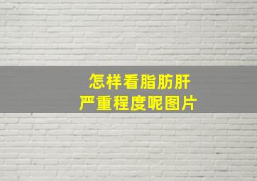 怎样看脂肪肝严重程度呢图片