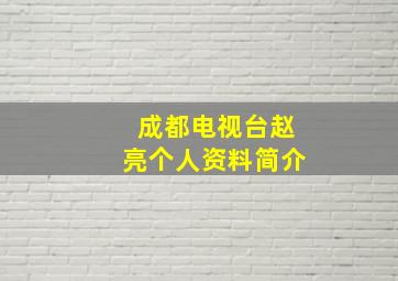 成都电视台赵亮个人资料简介