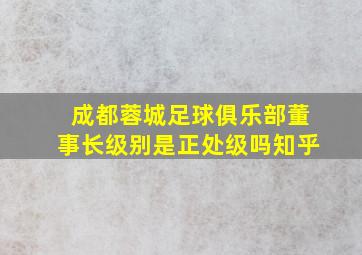 成都蓉城足球俱乐部董事长级别是正处级吗知乎