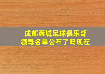 成都蓉城足球俱乐部领导名单公布了吗现在