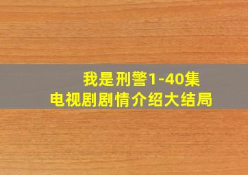 我是刑警1-40集电视剧剧情介绍大结局