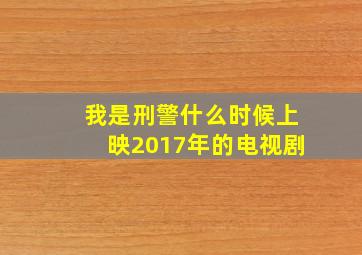 我是刑警什么时候上映2017年的电视剧