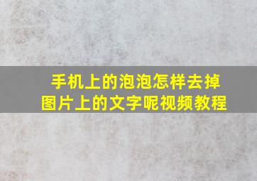 手机上的泡泡怎样去掉图片上的文字呢视频教程