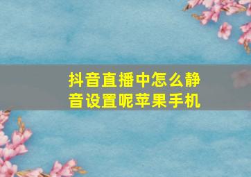 抖音直播中怎么静音设置呢苹果手机