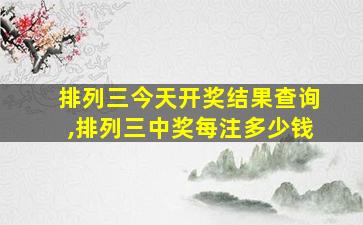 排列三今天开奖结果查询,排列三中奖每注多少钱