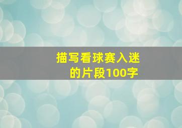 描写看球赛入迷的片段100字