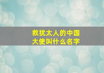 救犹太人的中国大使叫什么名字