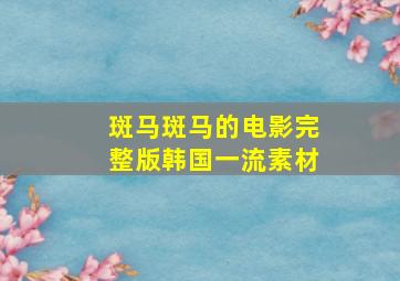 斑马斑马的电影完整版韩国一流素材