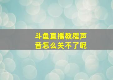 斗鱼直播教程声音怎么关不了呢