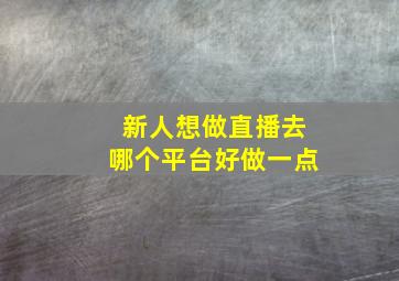 新人想做直播去哪个平台好做一点