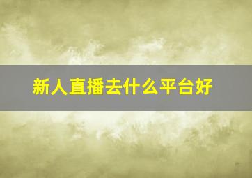 新人直播去什么平台好