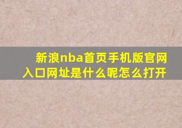 新浪nba首页手机版官网入口网址是什么呢怎么打开