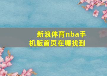 新浪体育nba手机版首页在哪找到