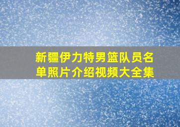 新疆伊力特男篮队员名单照片介绍视频大全集