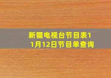 新疆电视台节目表11月12日节目单查询