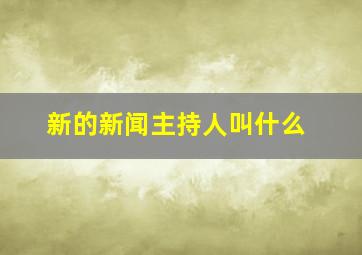 新的新闻主持人叫什么