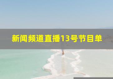 新闻频道直播13号节目单