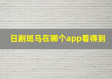 日剧斑马在哪个app看得到