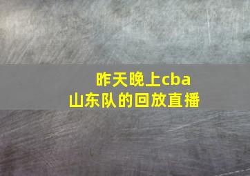 昨天晚上cba山东队的回放直播