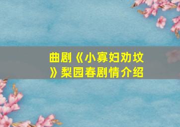 曲剧《小寡妇劝坟》梨园春剧情介绍