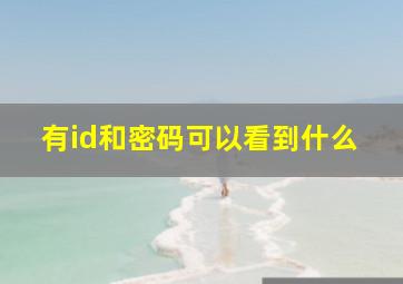 有id和密码可以看到什么