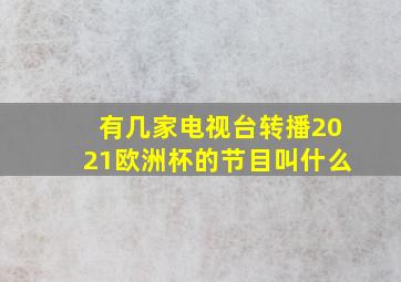 有几家电视台转播2021欧洲杯的节目叫什么