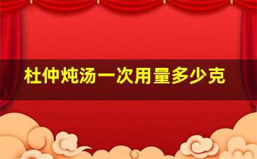 杜仲炖汤一次用量多少克