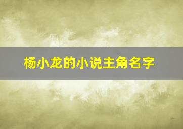 杨小龙的小说主角名字