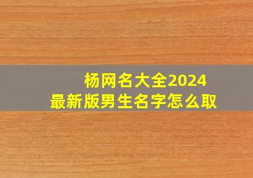 杨网名大全2024最新版男生名字怎么取