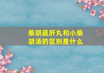 柴胡疏肝丸和小柴胡汤的区别是什么