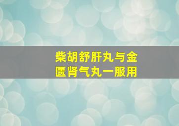 柴胡舒肝丸与金匮肾气丸一服用