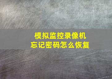 模拟监控录像机忘记密码怎么恢复