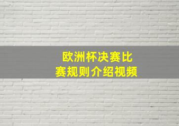 欧洲杯决赛比赛规则介绍视频