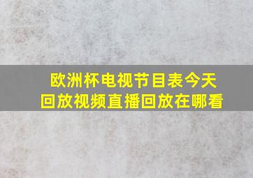 欧洲杯电视节目表今天回放视频直播回放在哪看