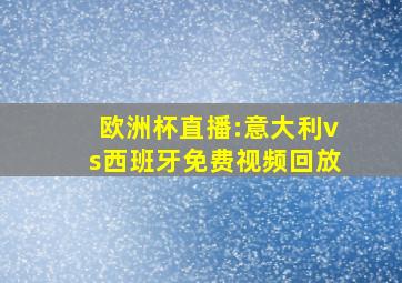 欧洲杯直播:意大利vs西班牙免费视频回放