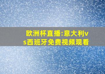 欧洲杯直播:意大利vs西班牙免费视频观看