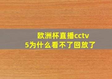 欧洲杯直播cctv5为什么看不了回放了