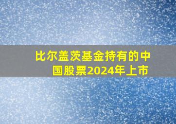 比尔盖茨基金持有的中国股票2024年上市