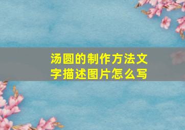 汤圆的制作方法文字描述图片怎么写