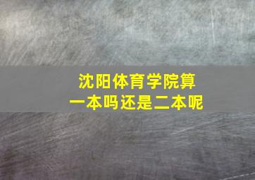 沈阳体育学院算一本吗还是二本呢