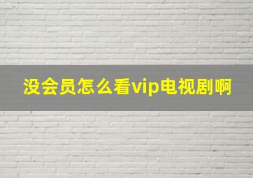 没会员怎么看vip电视剧啊