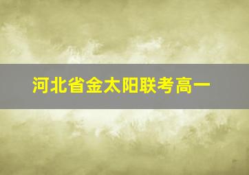 河北省金太阳联考高一