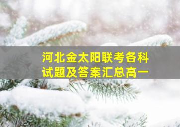 河北金太阳联考各科试题及答案汇总高一